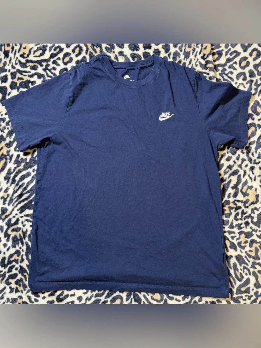 Nike Navy Short-Sleeve Tee with White Swoosh Logo